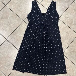 Ann Taylor Polka Dot Sleeveless Dress - Navy